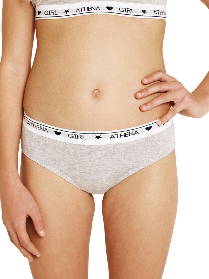 Lot de 2 slips fille Coton Utlra Doux Athena Fille Bleu Gris - Kiabi