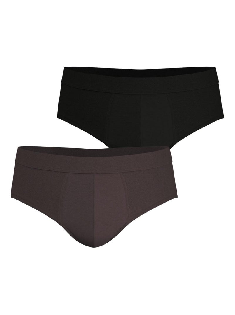 Lot de 2 slips homme Fusion Noir Marron - Kiabi