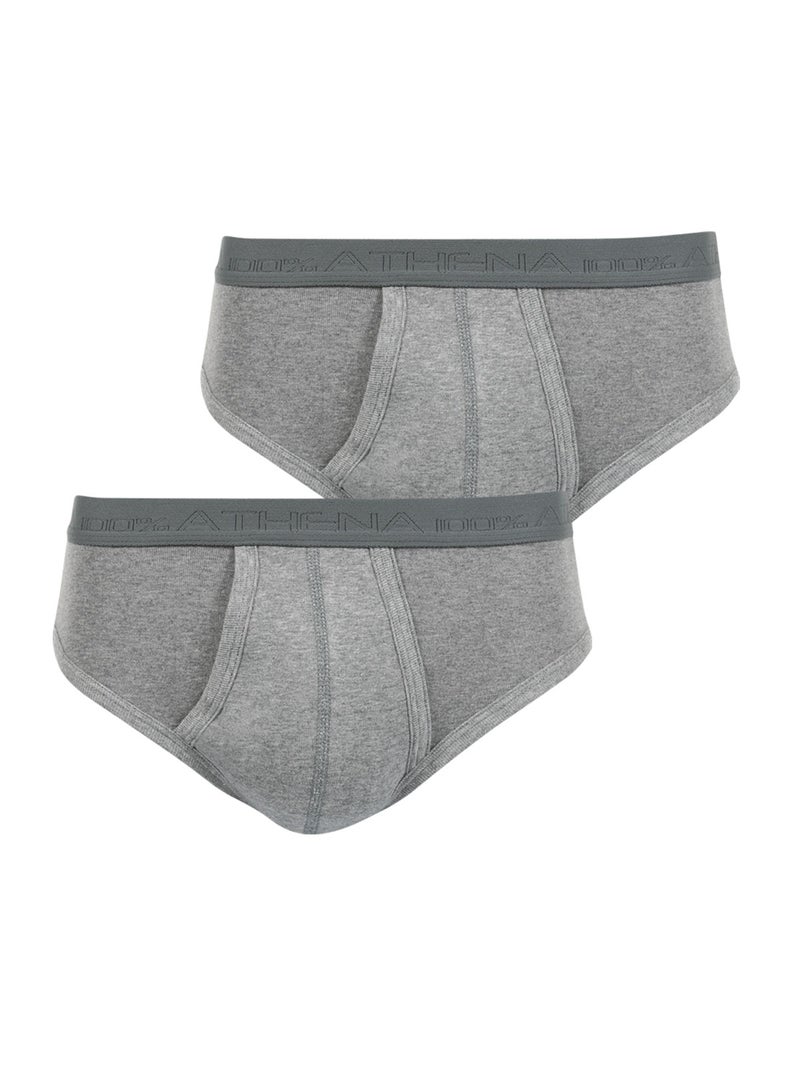 Lot de 2 slips taille haute ouverts homme Coton Bio Athena Gris Gris - Kiabi