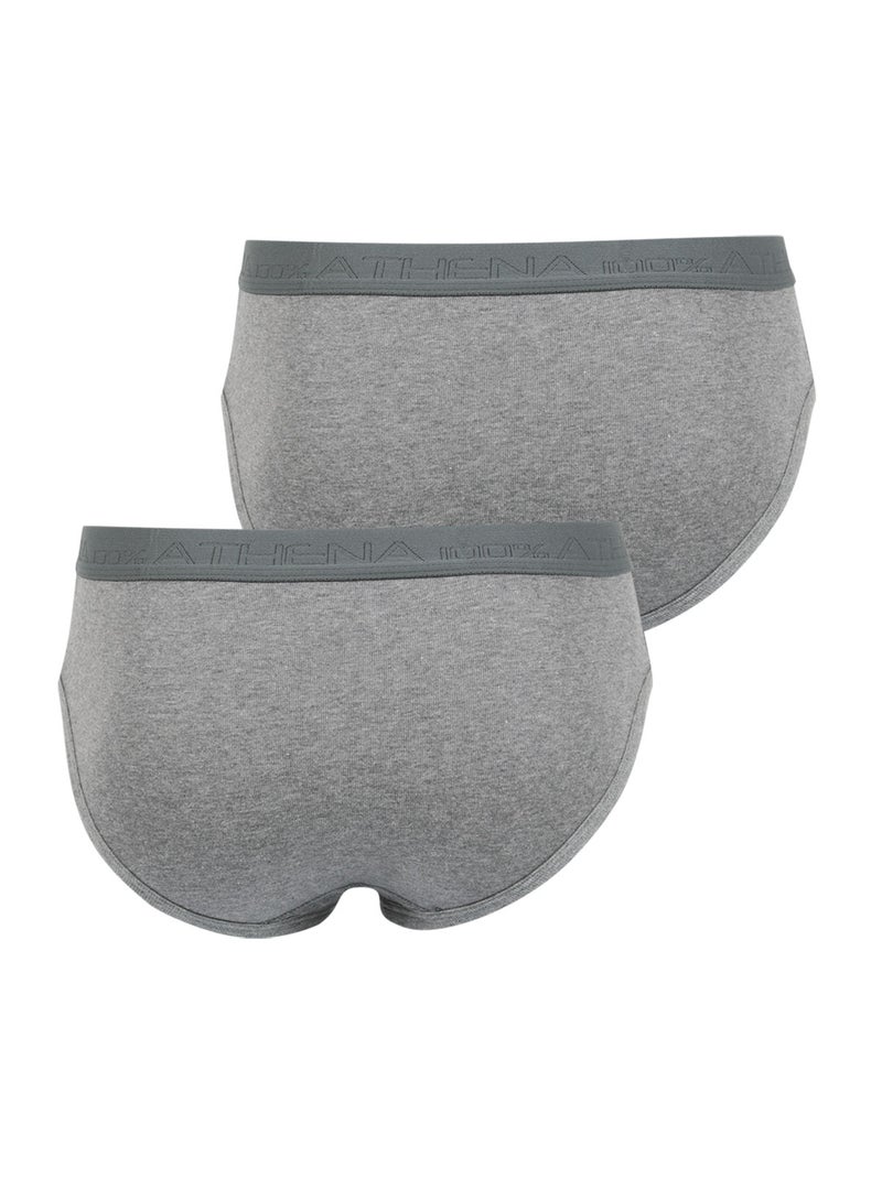Lot de 2 slips taille haute ouverts homme Coton Bio Athena Gris Gris - Kiabi