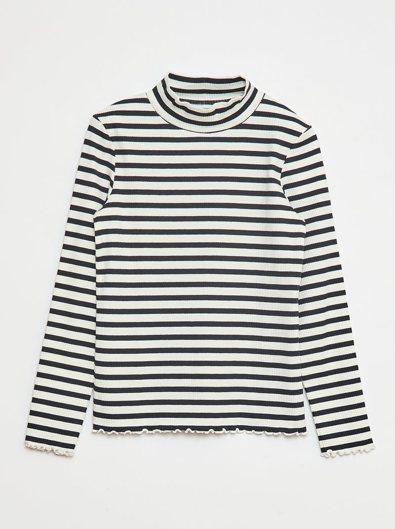 Lot de 2 sous-pull côtelés Blanc/bleu - Kiabi