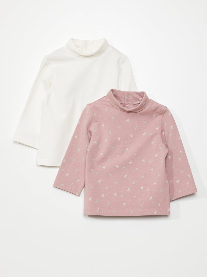 Lot de 2 sous-pulls Blanc/fleuri - Kiabi