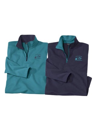 Lot de 2 Sous-Pulls Col Zippé Outdoor   - ATLAS FOR MEN