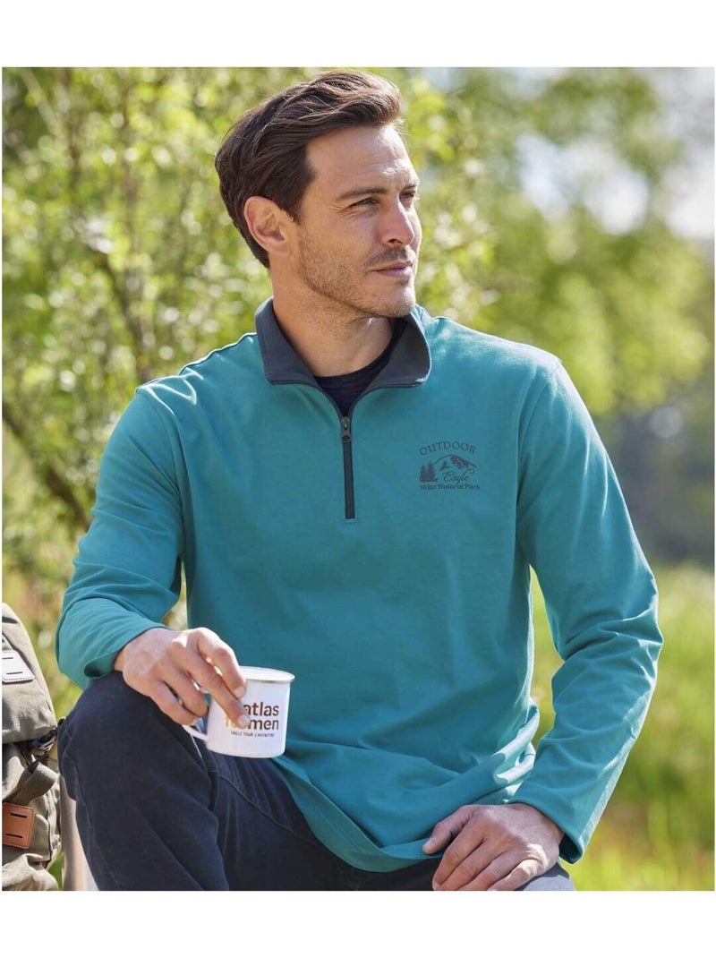 Lot de 2 Sous-Pulls Col Zippé Outdoor   - ATLAS FOR MEN Bleu turquoise - Kiabi