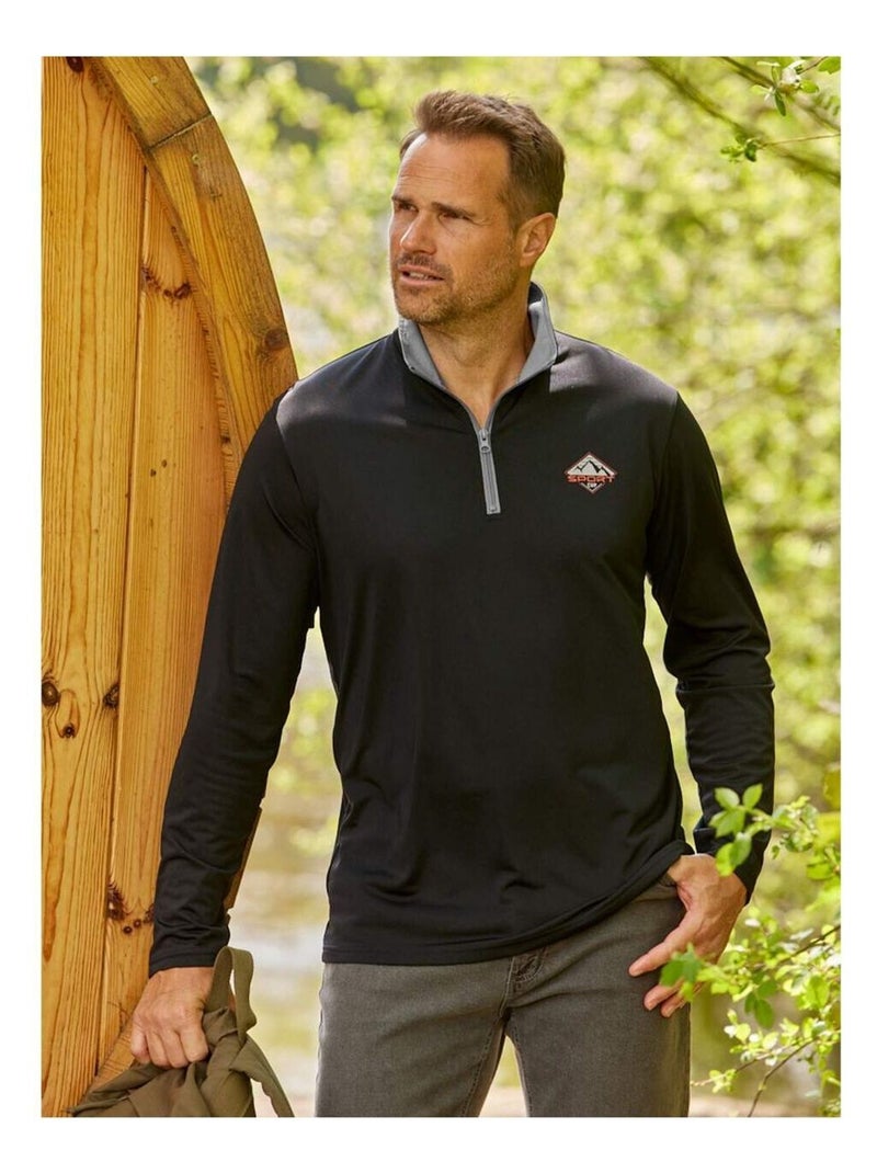 Lot de 2 Sous-Pulls Col Zippé Sport   - ATLAS FOR MEN Gris Noir - Kiabi