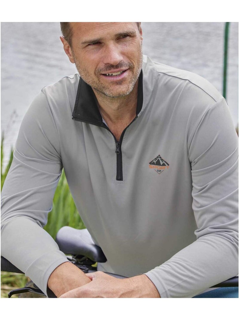 Lot de 2 Sous-Pulls Col Zippé Sport   - ATLAS FOR MEN Gris Noir - Kiabi