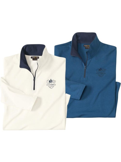 Lot de 2 sous-pulls coton col zippés   - atlas for men - Kiabi