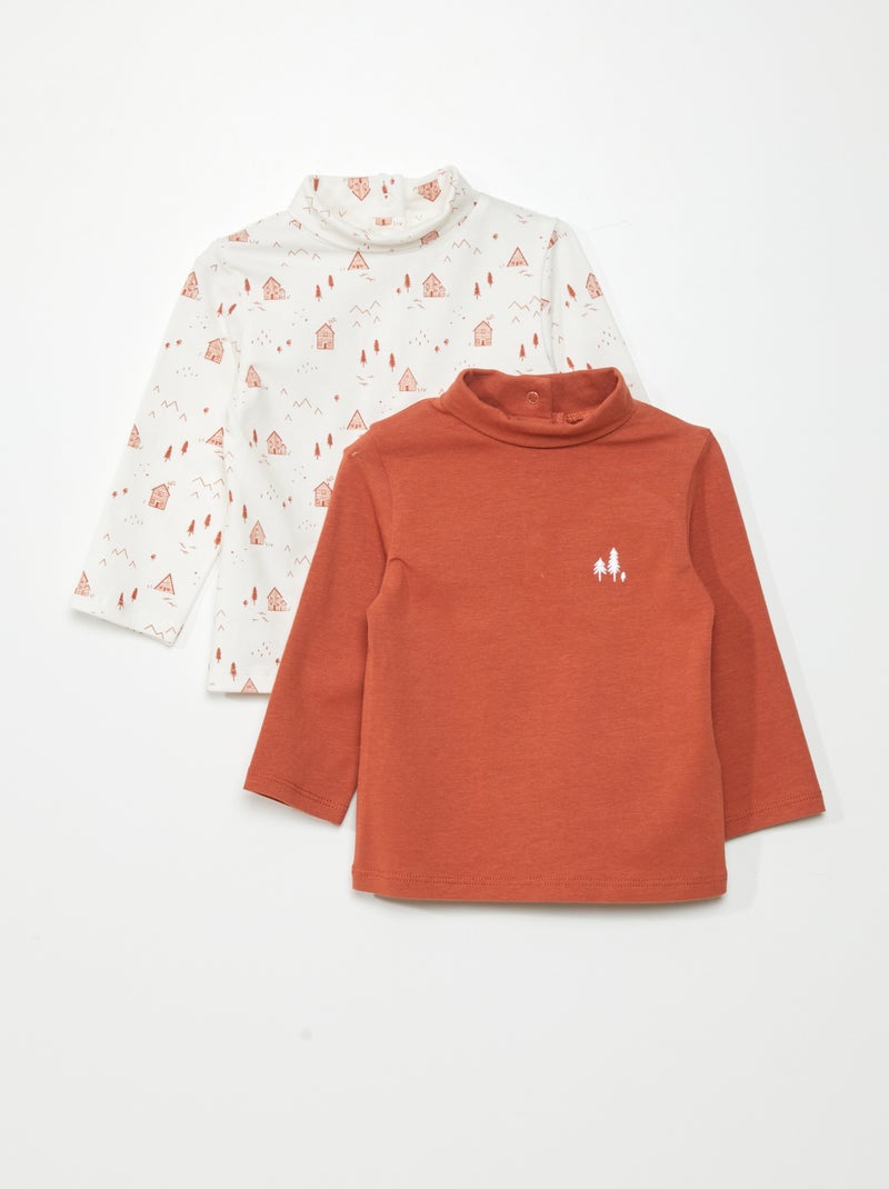 Lot de 2 sous-pulls imprimés Blanc/orange - Kiabi