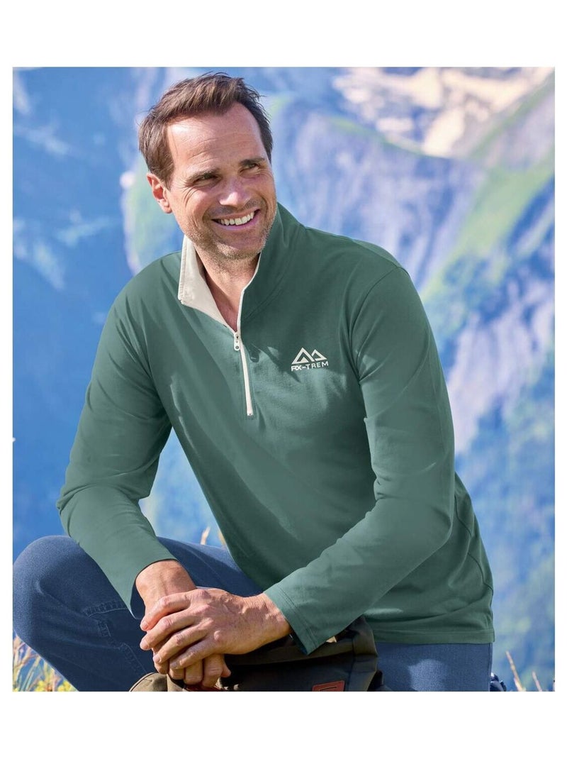 Lot de 2 Sous-Pulls Jersey Col Zippé RX-Trem   - ATLAS FOR MEN Blanc Vert - Kiabi