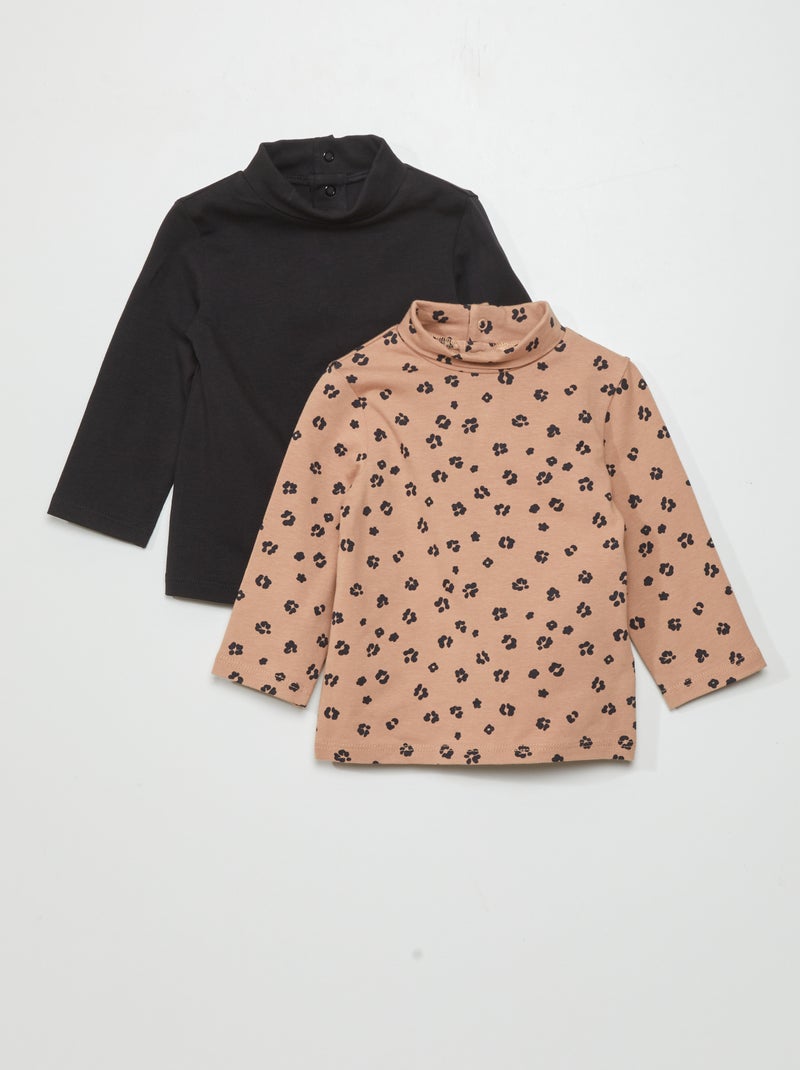 Lot de 2 sous-pulls Noir/léopard - Kiabi