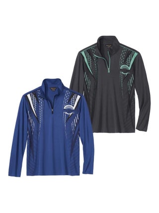 Lot de 2 Sous-pulls Zippés Running Lines   - ATLAS FOR MEN