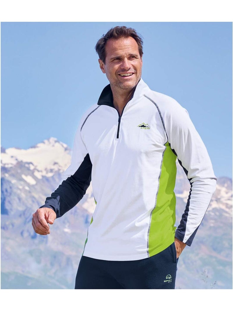 Lot de 2 Sous-Pulls Zippés Sport   - ATLAS FOR MEN Blanc Bleu - Kiabi