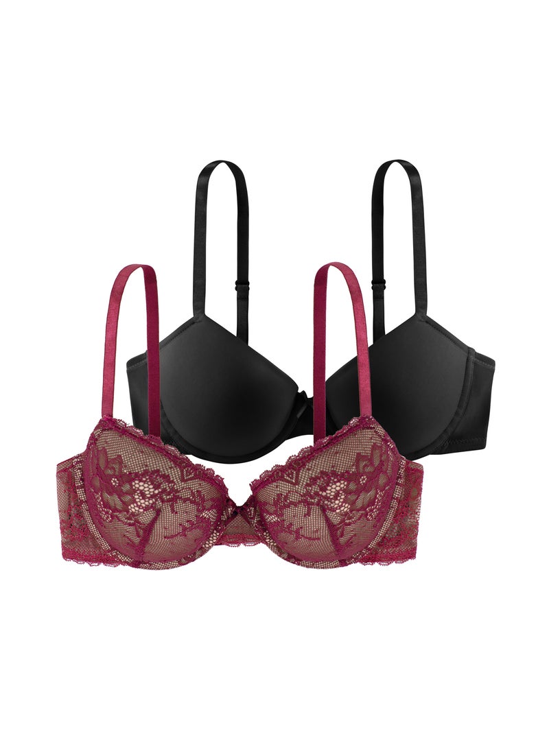 Lot de 2 soutien-gorge corbeille chloe Dorina Noir Bordeaux - Kiabi