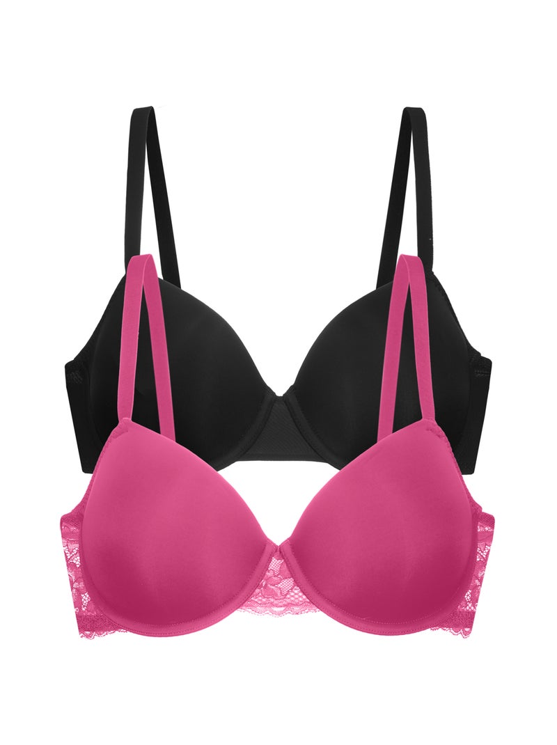 Lot de 2 soutien-gorge corbeille willa Dorina Noir Magenta - Kiabi