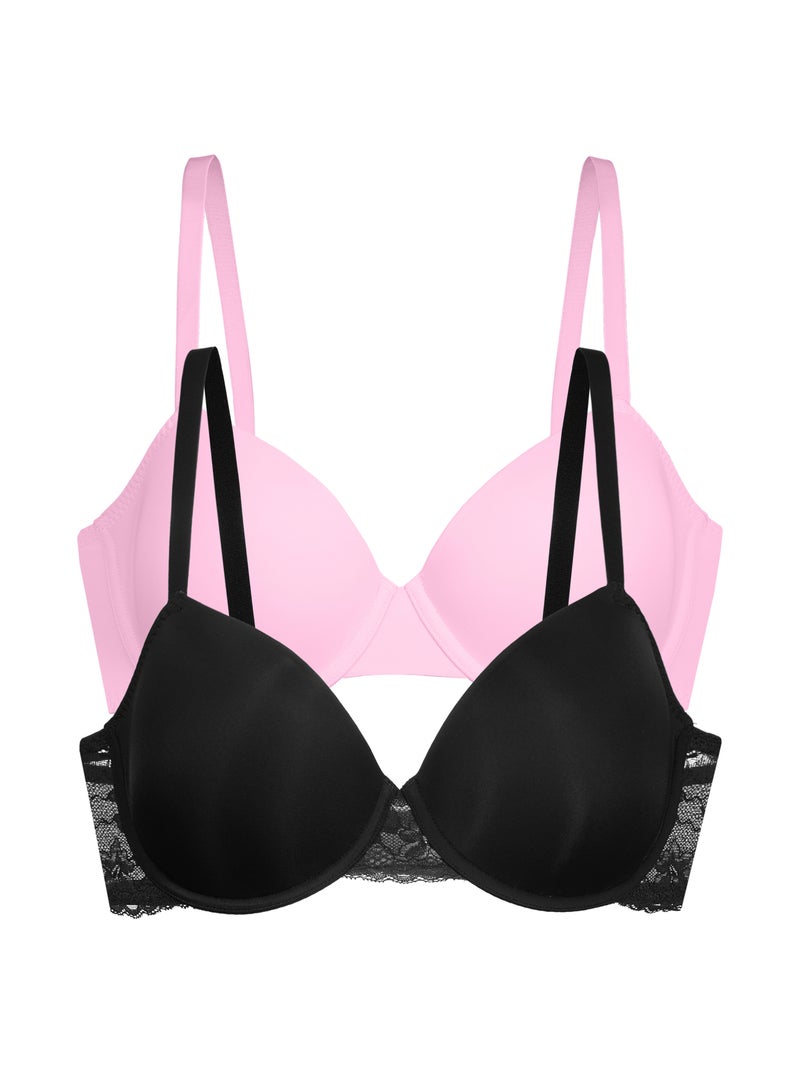 Lot de 2 soutien-gorge corbeille willa Dorina Noir Rose - Kiabi