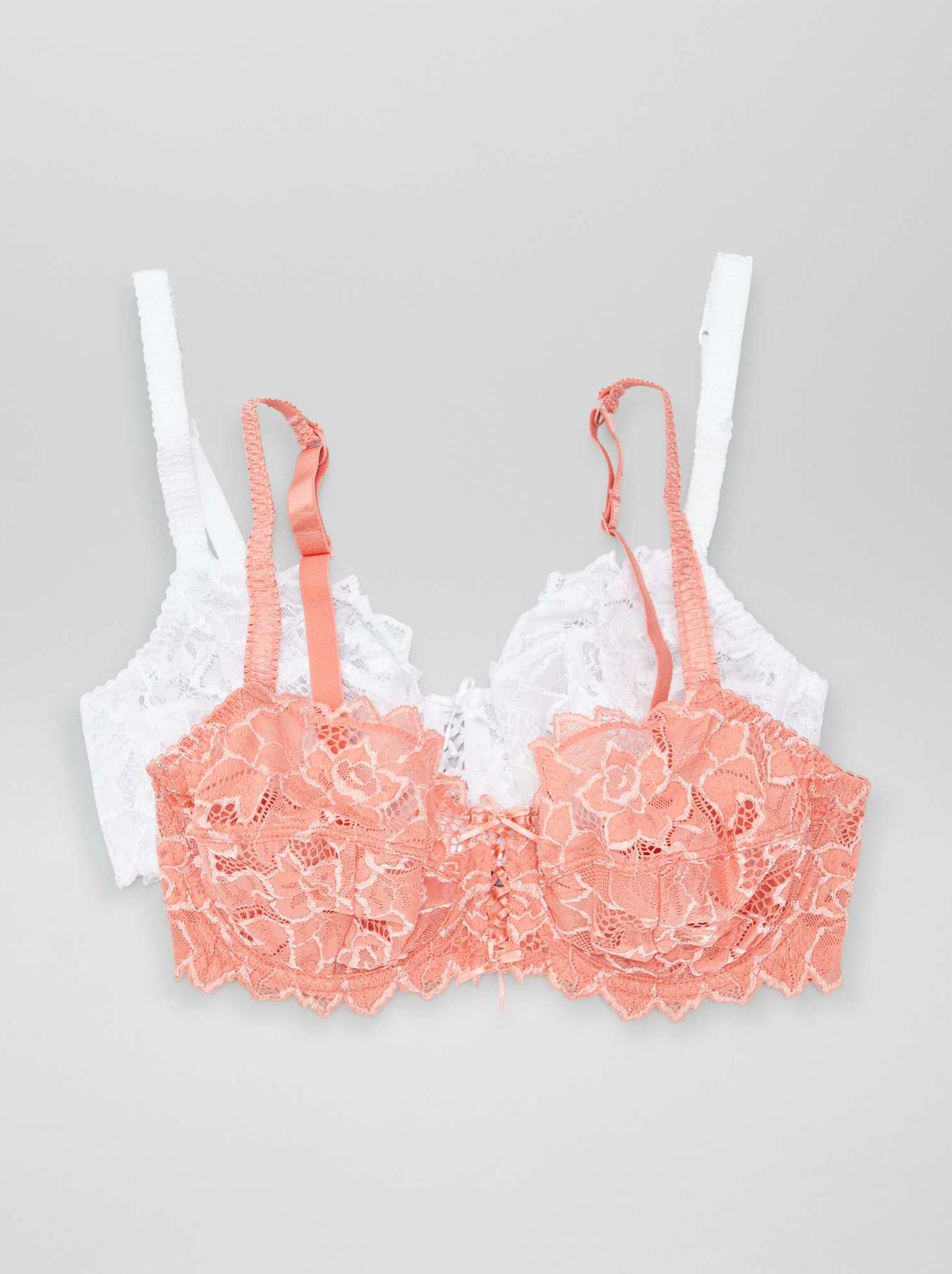 Lot De 2 Soutiens-Gorge Push-Up Avec Armatures - Confortables, Respirants - Taille à Trois Rangs - 3