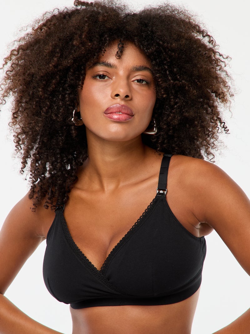 Lot de 2 soutiens-gorge d'allaitement en coton Blanc/noir - Kiabi