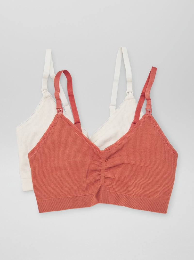 Lot de 2 soutiens-gorge d'allaitement Orange/beige - Kiabi
