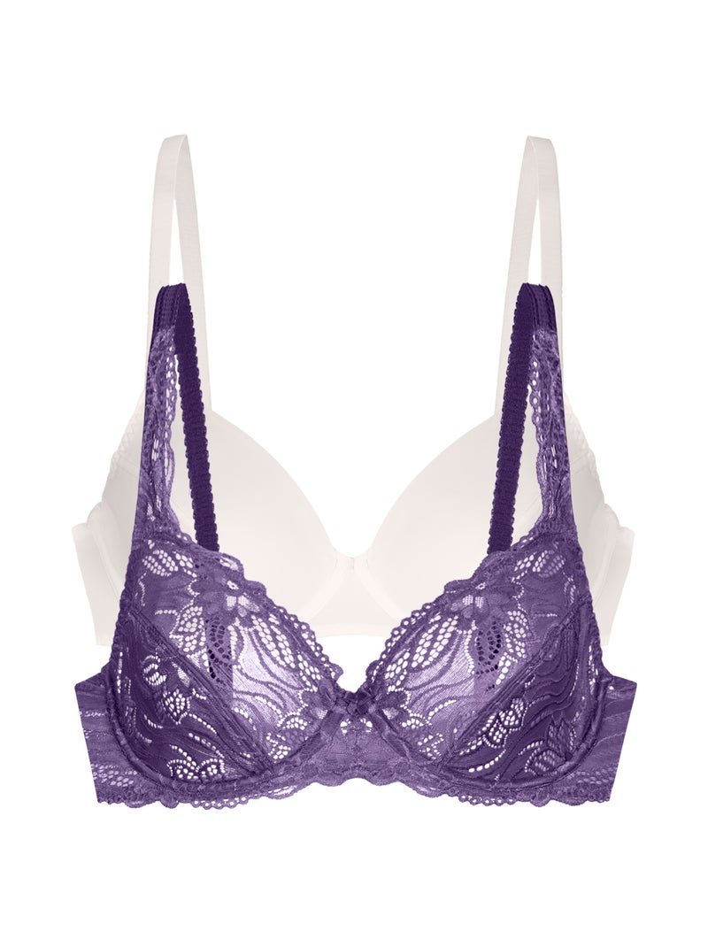 Lot de 2 soutiens-gorge emboîtants sans coques Angie Ivoire - Kiabi