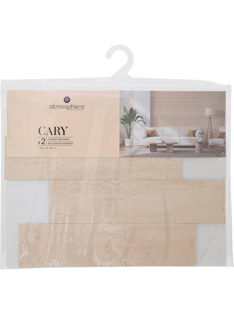 Lot de 2 stickers muraux effet travertin CARY Beige - Kiabi