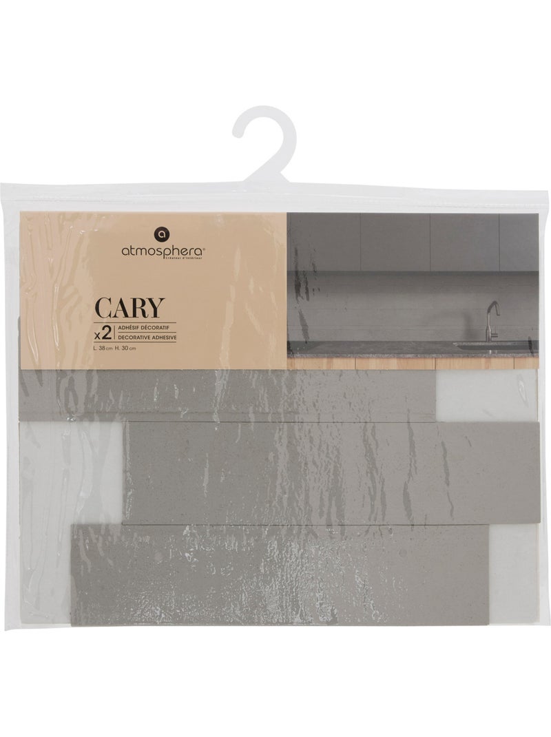 Lot de 2 stickers muraux effet travertin cary gris anthracite - Kiabi