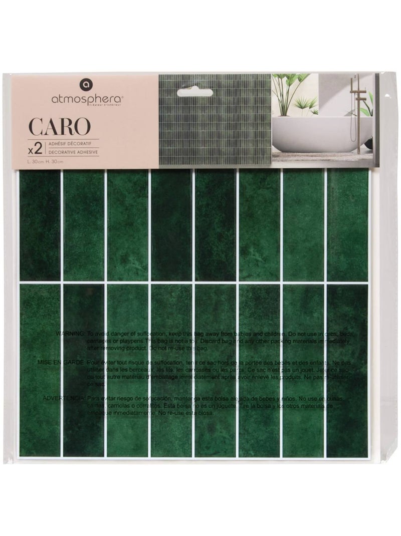 Lot de 2 stickers muraux rectangles caro Vert - Kiabi