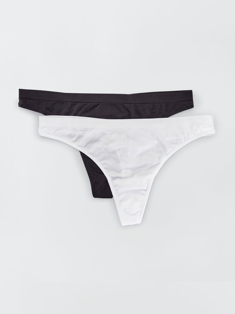 Lot de 2 strings microfibre Les Pockets de 'DIM' noir/blanc - Kiabi