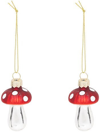 Lot de 2 sujets champignon h6 cm verre rouge