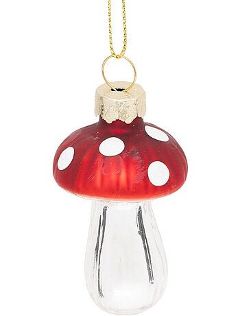 Lot de 2 sujets champignon h6 cm verre rouge