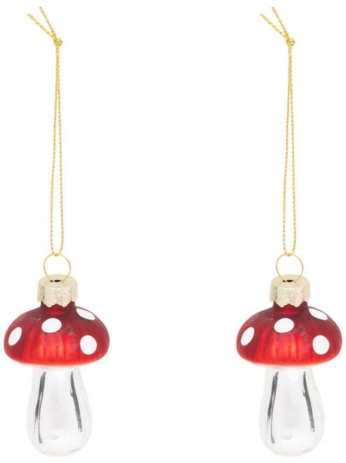 Lot de 2 sujets champignon h6 cm verre rouge - Kiabi