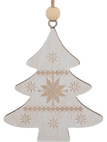 Lot de 2 sujets cœur rouge et sapin beige bois h8 cm