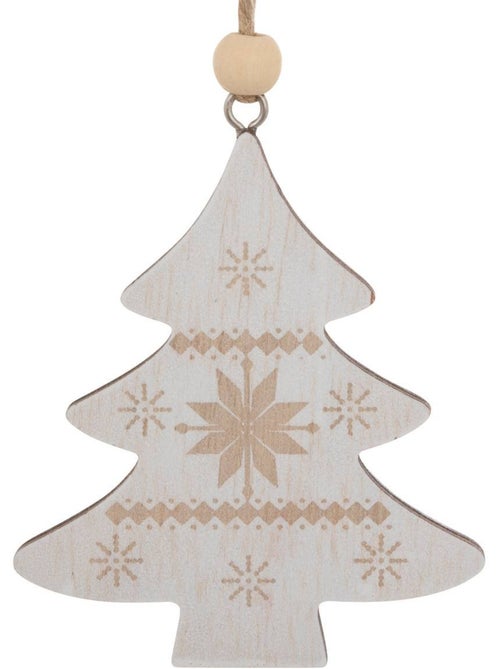 Lot de 2 sujets cœur rouge et sapin beige bois h8 cm - Kiabi