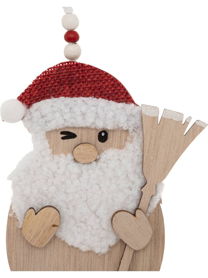 Lot de 2 sujets père noël balai bois h12 cm rouge et blanc Multicolore - Kiabi