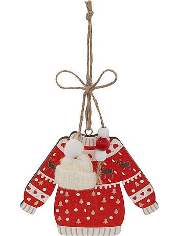 Lot de 2 sujets pull de noël bois h12 cm