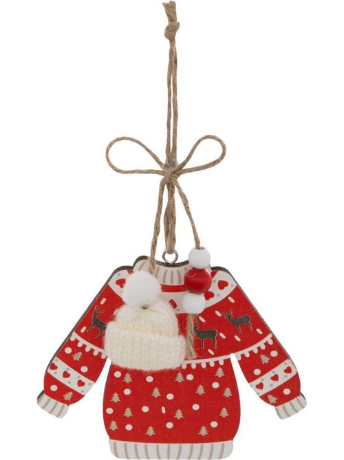 Lot de 2 sujets pull de noël bois h12 cm - Kiabi
