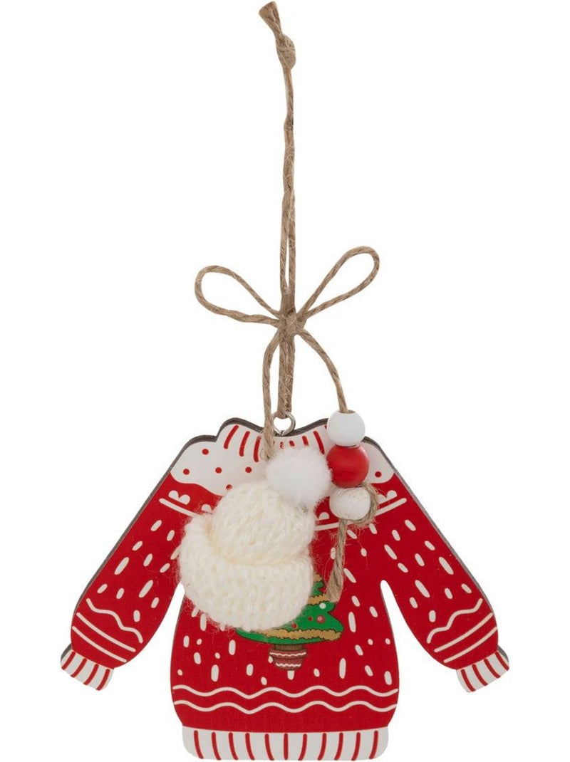 Lot de 2 sujets pull de noël bois h12 cm Rouge - Kiabi