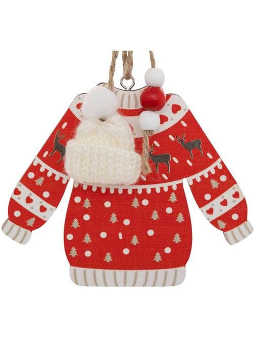 Lot de 2 sujets pull de noël bois h12 cm - Kiabi
