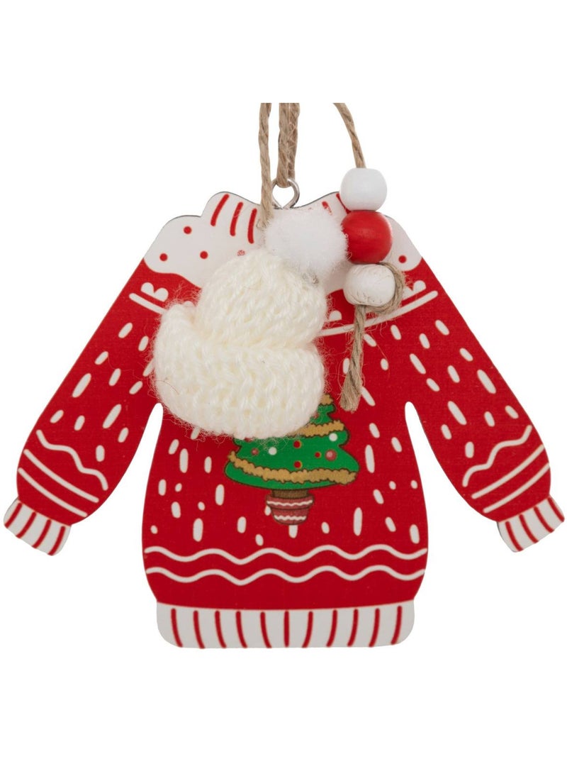 Lot de 2 sujets pull de noël bois h12 cm Rouge - Kiabi