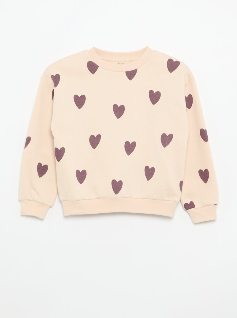 Lot de 2 sweats : 1 uni et 1 imprimé all over Beige - Kiabi
