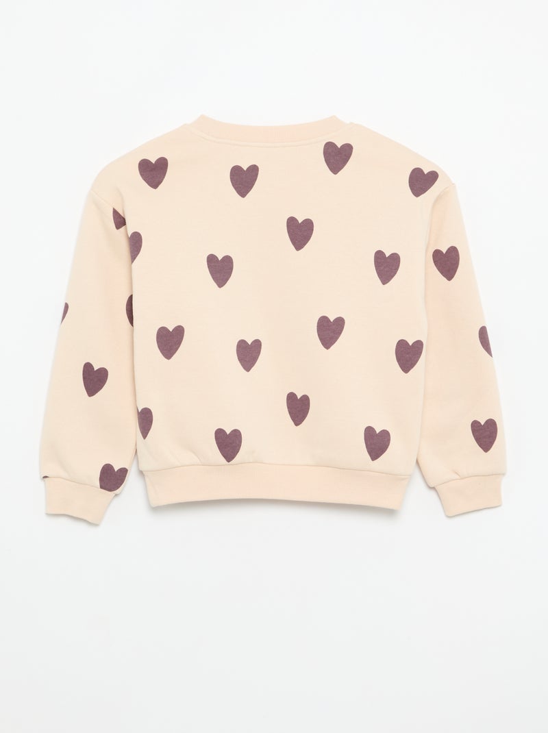 Lot de 2 sweats : 1 uni et 1 imprimé all over Beige - Kiabi