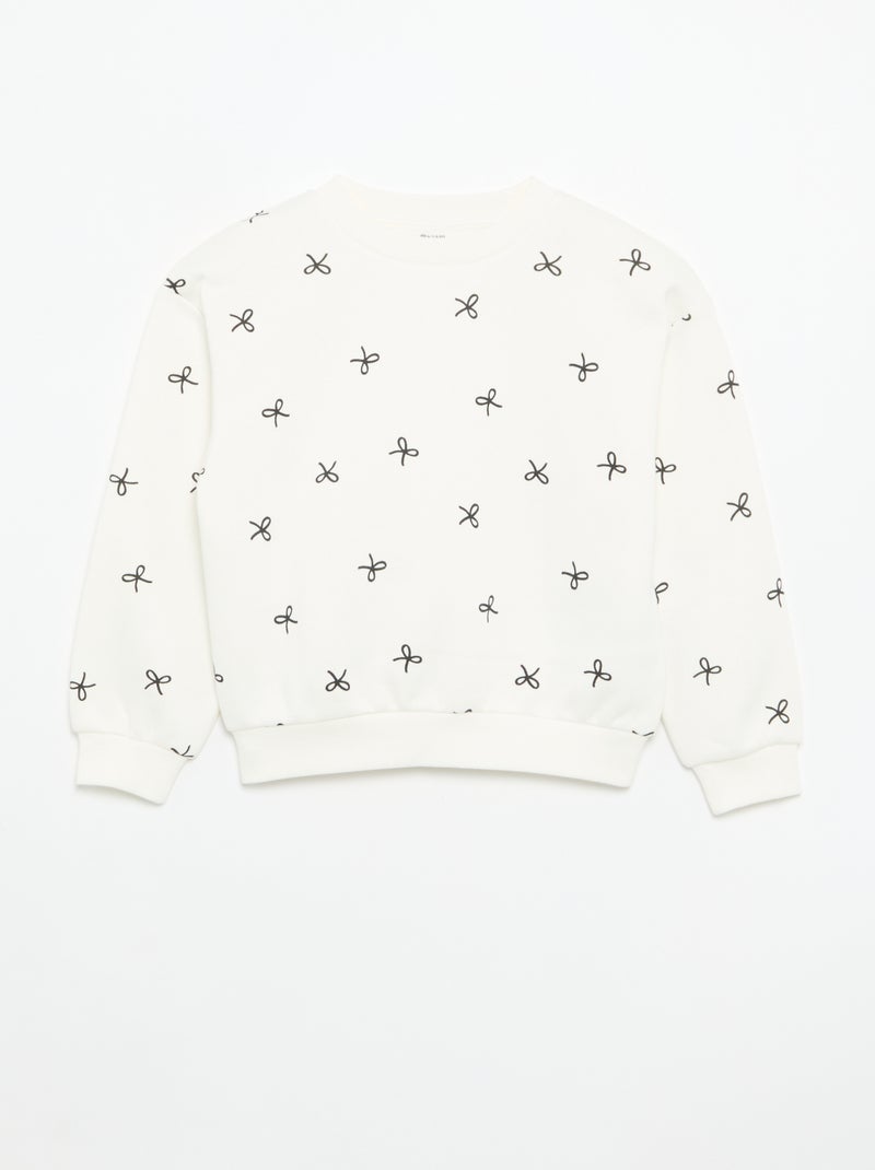 Lot de 2 sweats : 1 uni et 1 imprimé all over Blanc - Kiabi