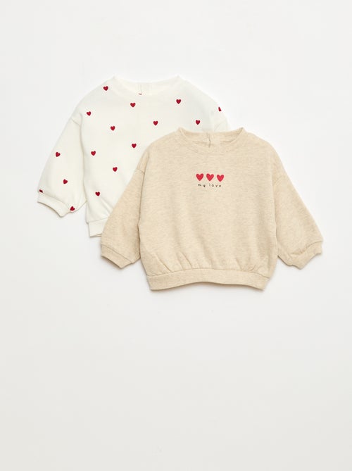 Lot de 2 sweats 1 uni et l'autre à motif - Kiabi