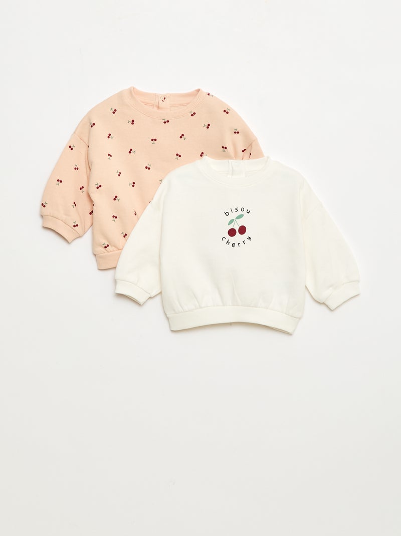 Lot de 2 sweats 1 uni et l'autre à motif Blanc - Kiabi