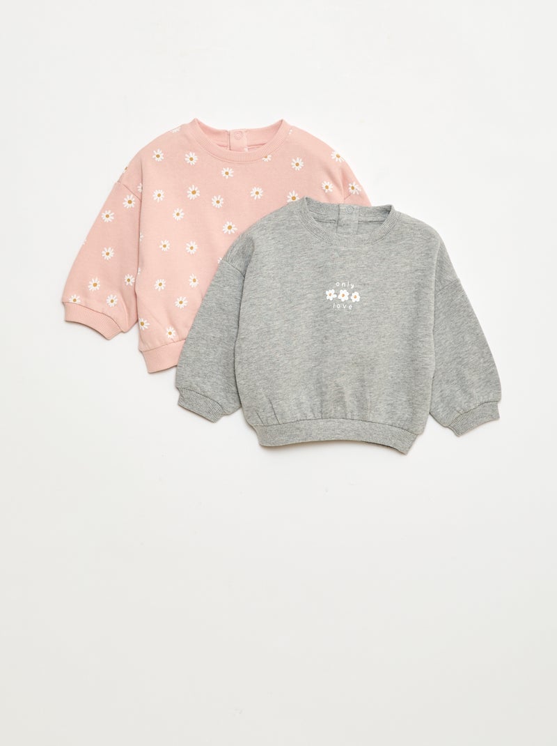 Lot de 2 sweats 1 uni et l'autre à motif Gris - Kiabi