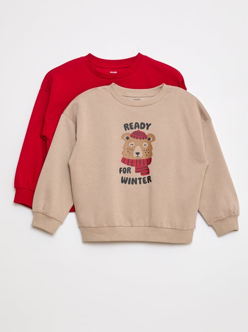 Lot de 2 sweats à col rond en molleton gratté - Kiabi