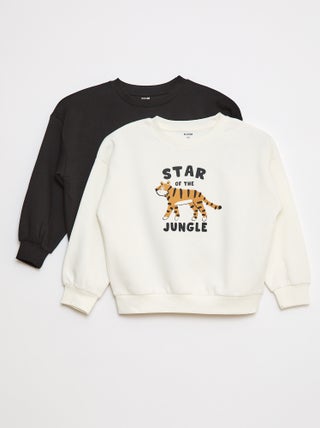 Lot de 2 sweats à col rond en molleton gratté