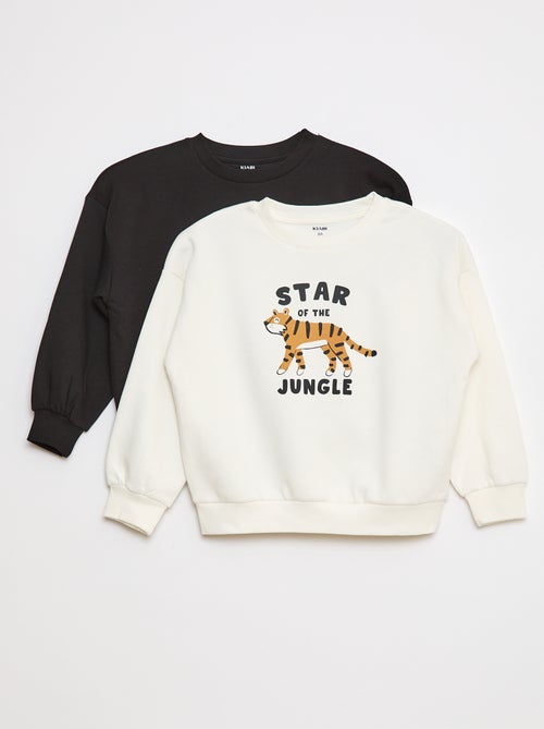 Lot de 2 sweats à col rond en molleton gratté - Kiabi