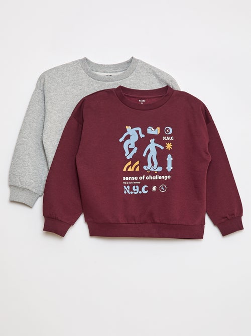 Lot de 2 sweats à col rond en molleton gratté - Kiabi