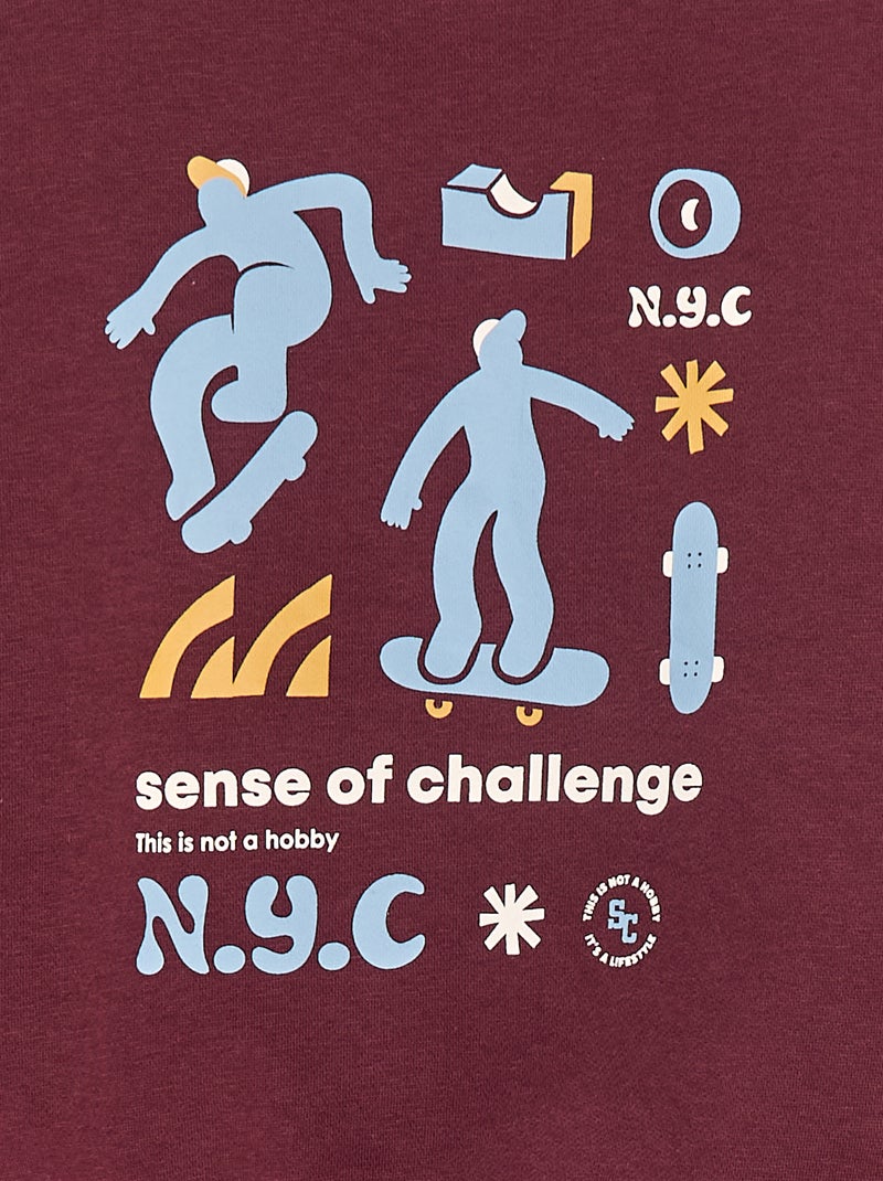 Lot de 2 sweats à col rond en molleton gratté Bordeaux - Kiabi