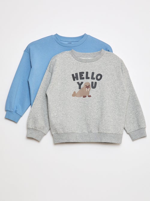 Lot de 2 sweats à col rond en molleton gratté - Kiabi